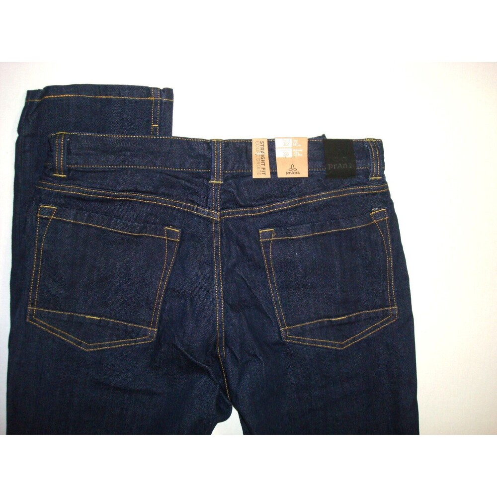 NWT New Mens 32 X 36 Prana Organic Feener Straight Leg Jeans Dark Blue Denim